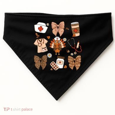 Thanksgiving Nurse Coquette Bow Ed Er Rn Fall Nursing USA-Made Doggie Bandana