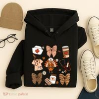Thanksgiving Nurse Coquette Bow Ed Er Rn Fall Nursing Hoodie thumb 4
