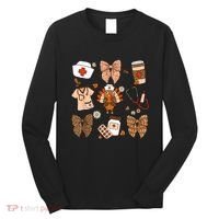 Thanksgiving Nurse Coquette Bow Ed Er Rn Fall Nursing Long Sleeve Shirt thumb 0
