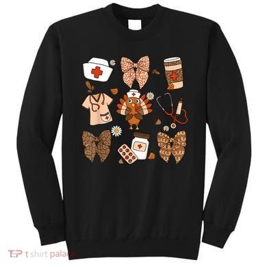 Thanksgiving Nurse Coquette Bow Ed Er Rn Fall Nursing Sweatshirt
