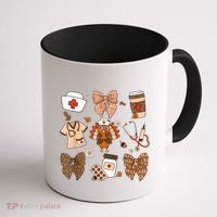 Thanksgiving Nurse Coquette Bow Ed Er Rn Fall Nursing Coffee Mug thumb 1