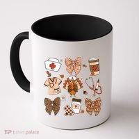Thanksgiving Nurse Coquette Bow Ed Er Rn Fall Nursing Coffee Mug thumb 0