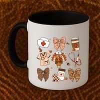 Thanksgiving Nurse Coquette Bow Ed Er Rn Fall Nursing Coffee Mug thumb 2