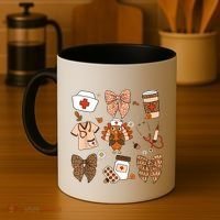 Thanksgiving Nurse Coquette Bow Ed Er Rn Fall Nursing Coffee Mug thumb 4