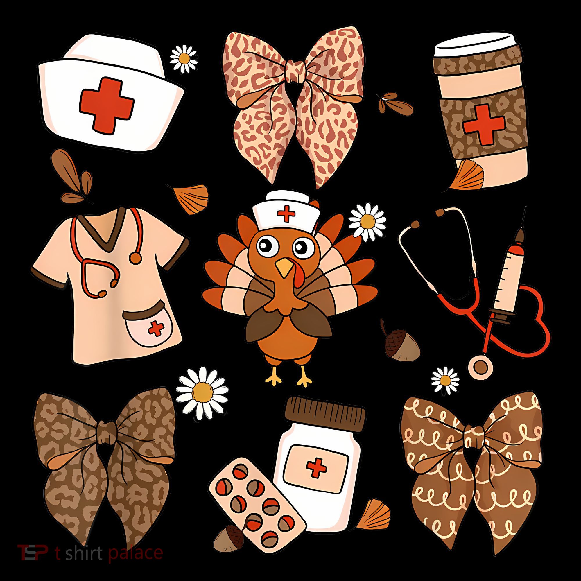 Thanksgiving Nurse Coquette Bow Ed Er Rn Fall Nursing Coffee Mug