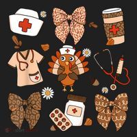 Thanksgiving Nurse Coquette Bow Ed Er Rn Fall Nursing Beanie thumb 2