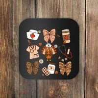 Thanksgiving Nurse Coquette Bow Ed Er Rn Fall Nursing Coaster thumb 0