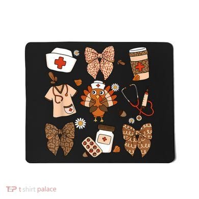 Thanksgiving Nurse Coquette Bow Ed Er Rn Fall Nursing Mousepad