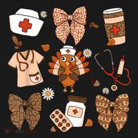 Thanksgiving Nurse Coquette Bow Ed Er Rn Fall Nursing Mousepad thumb 1