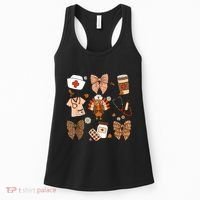 Thanksgiving Nurse Coquette Bow Ed Er Rn Fall Nursing Women's Tank Top thumb 0