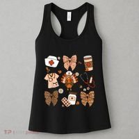 Thanksgiving Nurse Coquette Bow Ed Er Rn Fall Nursing Women's Tank Top thumb 3
