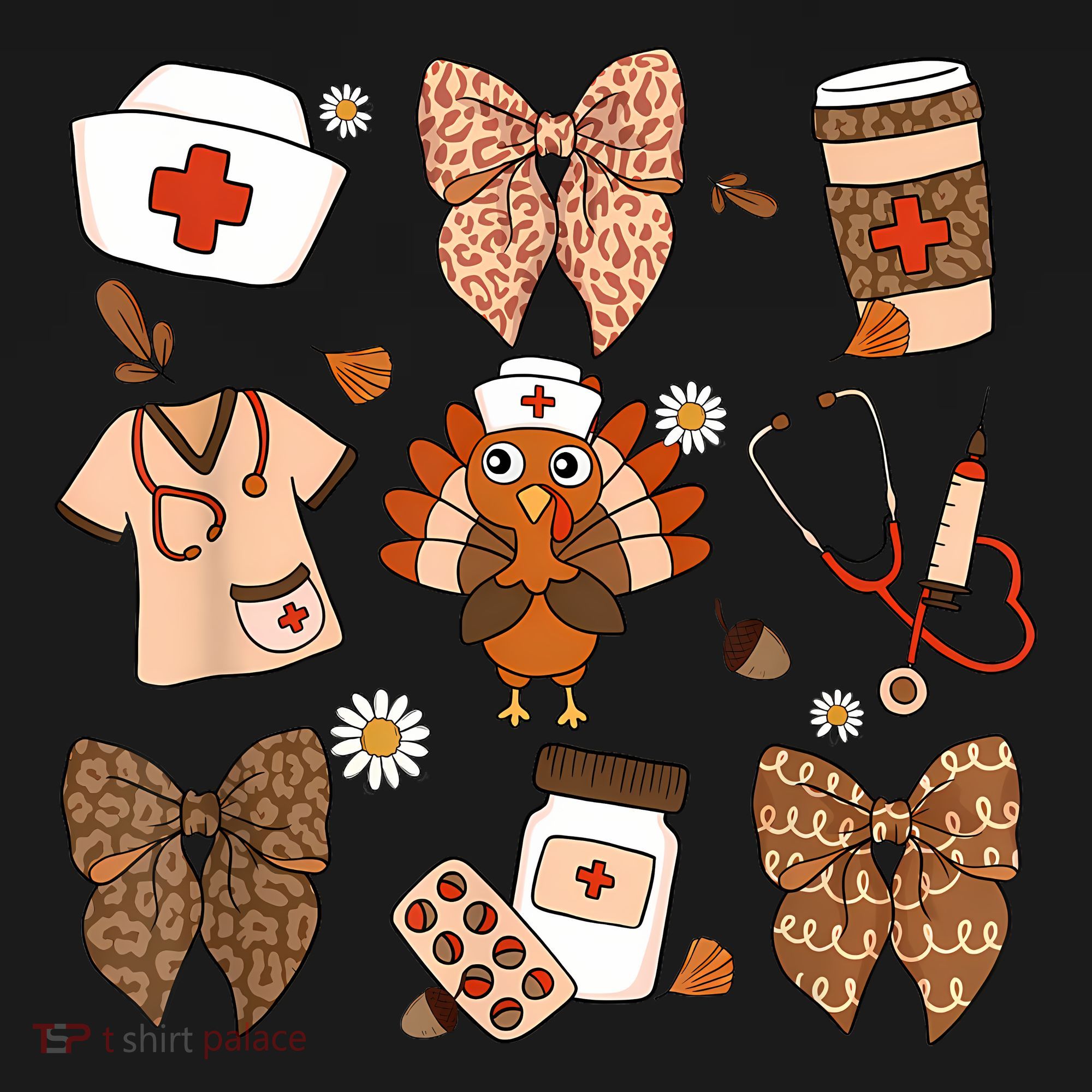 Thanksgiving Nurse Coquette Bow Ed Er Rn Fall Nursing Women's Tank Top