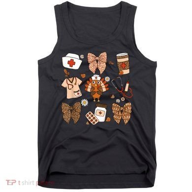 Thanksgiving Nurse Coquette Bow Ed Er Rn Fall Nursing Tank Top