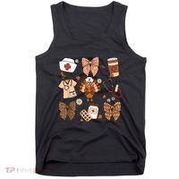 Thanksgiving Nurse Coquette Bow Ed Er Rn Fall Nursing Tank Top thumb 0
