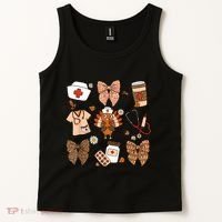 Thanksgiving Nurse Coquette Bow Ed Er Rn Fall Nursing Tank Top thumb 2