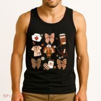 Thanksgiving Nurse Coquette Bow Ed Er Rn Fall Nursing Tank Top thumb 3