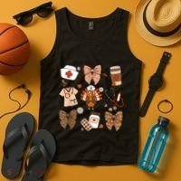 Thanksgiving Nurse Coquette Bow Ed Er Rn Fall Nursing Tank Top thumb 4