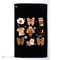 Thanksgiving Nurse Coquette Bow Ed Er Rn Fall Nursing Golf Towel thumb 0