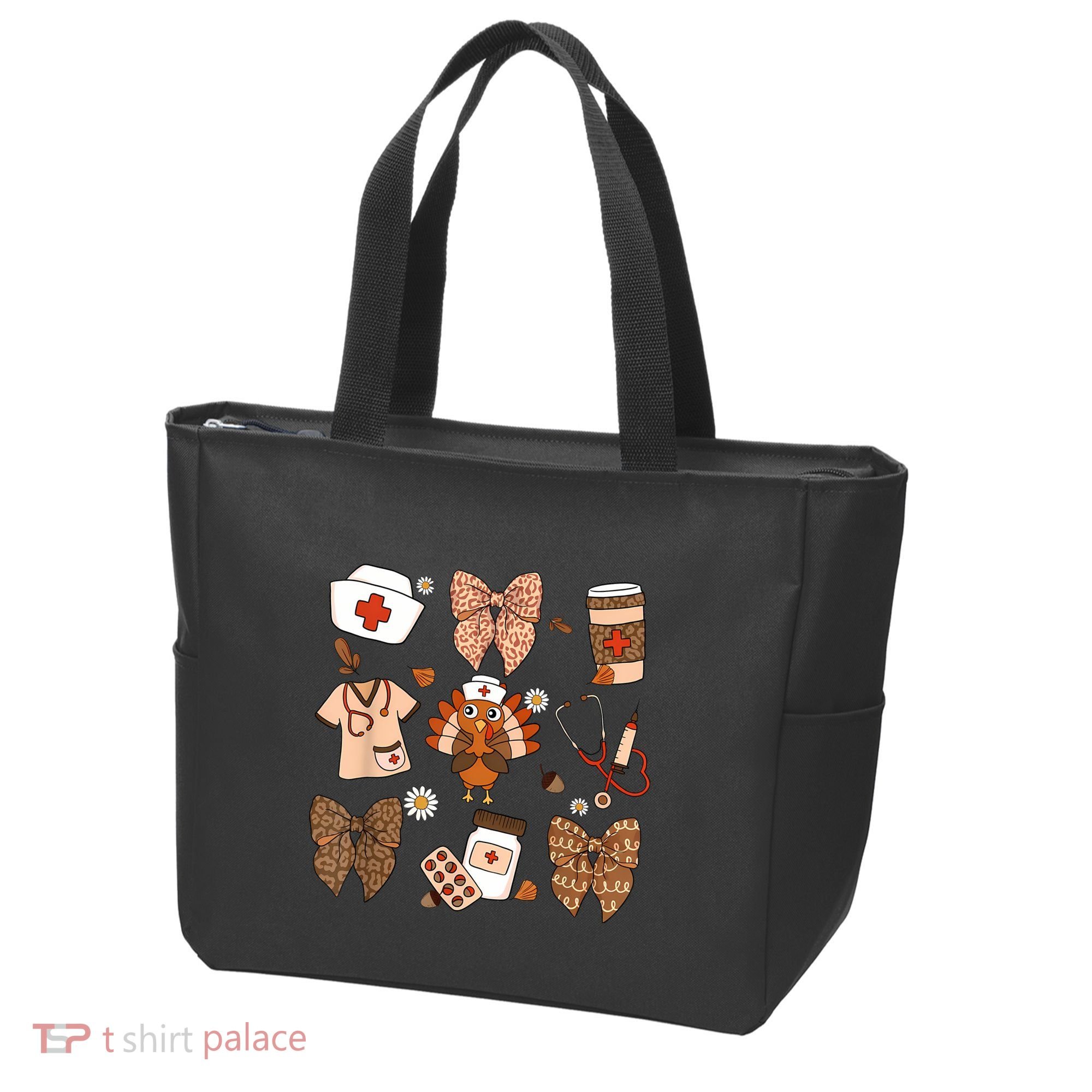Thanksgiving Nurse Coquette Bow Ed Er Rn Fall Nursing Tote Bag