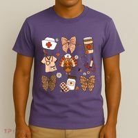 Thanksgiving Nurse Coquette Bow Ed Er Rn Fall Nursing T-Shirt thumb 3