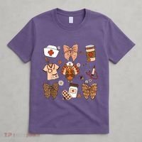 Thanksgiving Nurse Coquette Bow Ed Er Rn Fall Nursing T-Shirt thumb 4