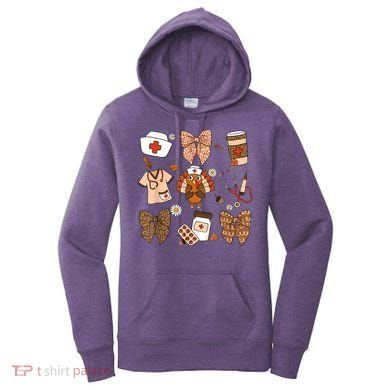 Thanksgiving Nurse Coquette Bow Ed Er Rn Fall Nursing Women's Hoodie