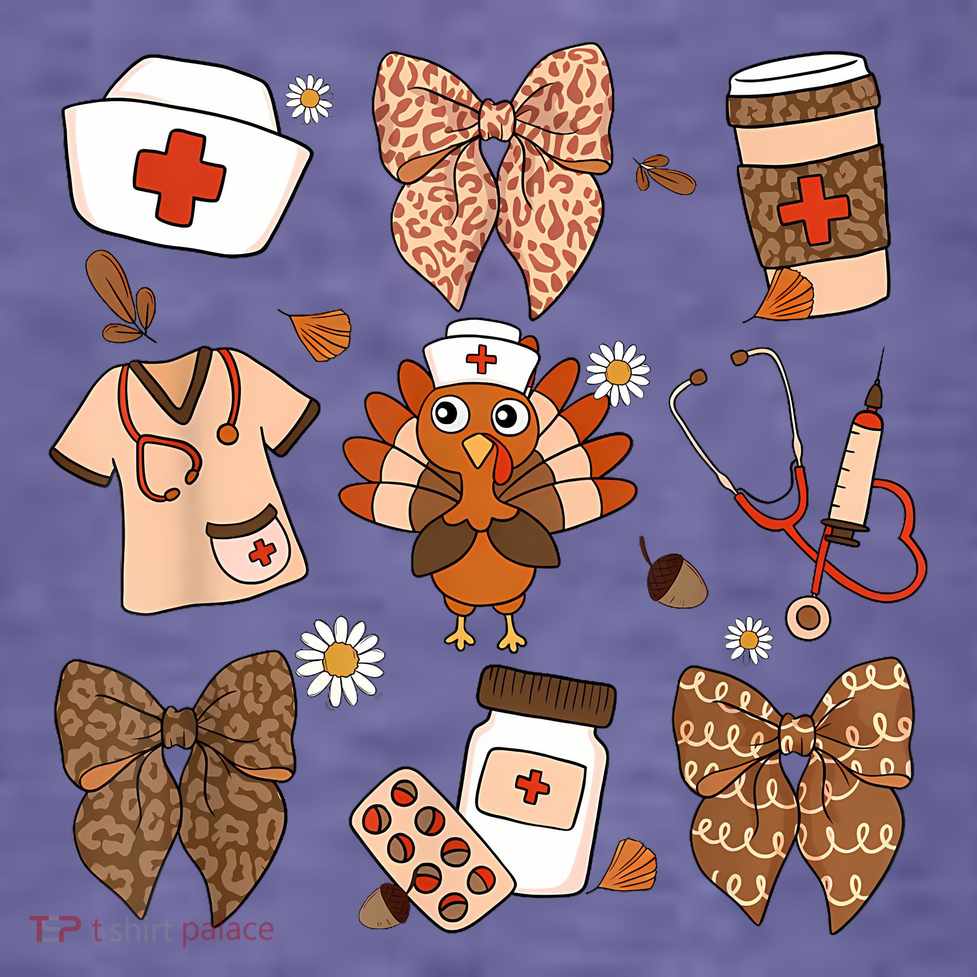 Thanksgiving Nurse Coquette Bow Ed Er Rn Fall Nursing Women's Hoodie