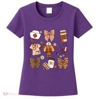 Thanksgiving Nurse Coquette Bow Ed Er Rn Fall Nursing Women's T-Shirt thumb 0