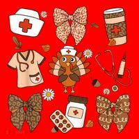 Thanksgiving Nurse Coquette Bow Ed Er Rn Fall Nursing Santa Hat thumb 1