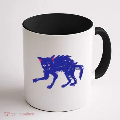 Threadless Nate Christenson Expressionist Cat Coffee Mug back