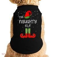 The Naughty Elf Funny XMas Matching Christmas Doggie Tank thumb 0