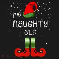The Naughty Elf Funny XMas Matching Christmas T-Shirt thumb 7