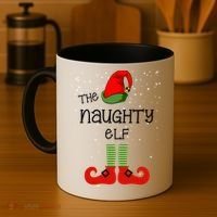 The Naughty Elf Funny XMas Matching Christmas Coffee Mug thumb 4