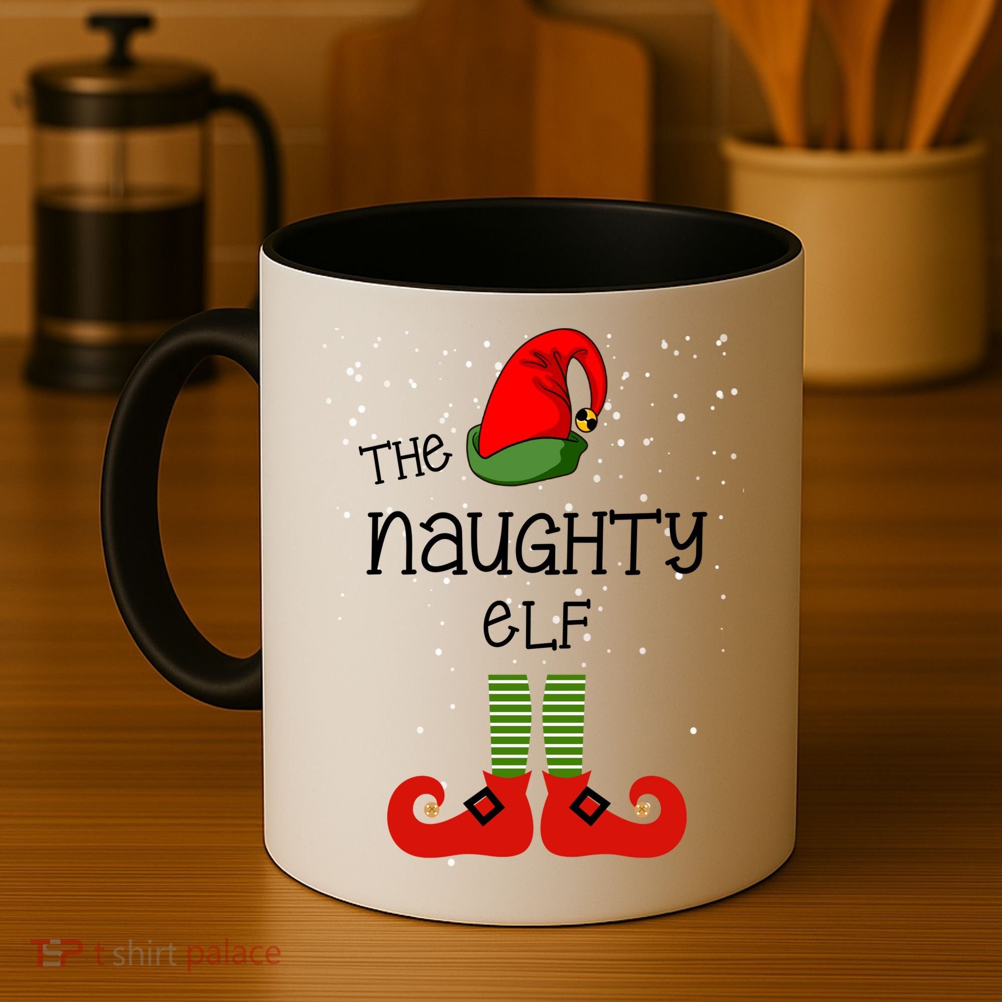 The Naughty Elf Funny XMas Matching Christmas Coffee Mug