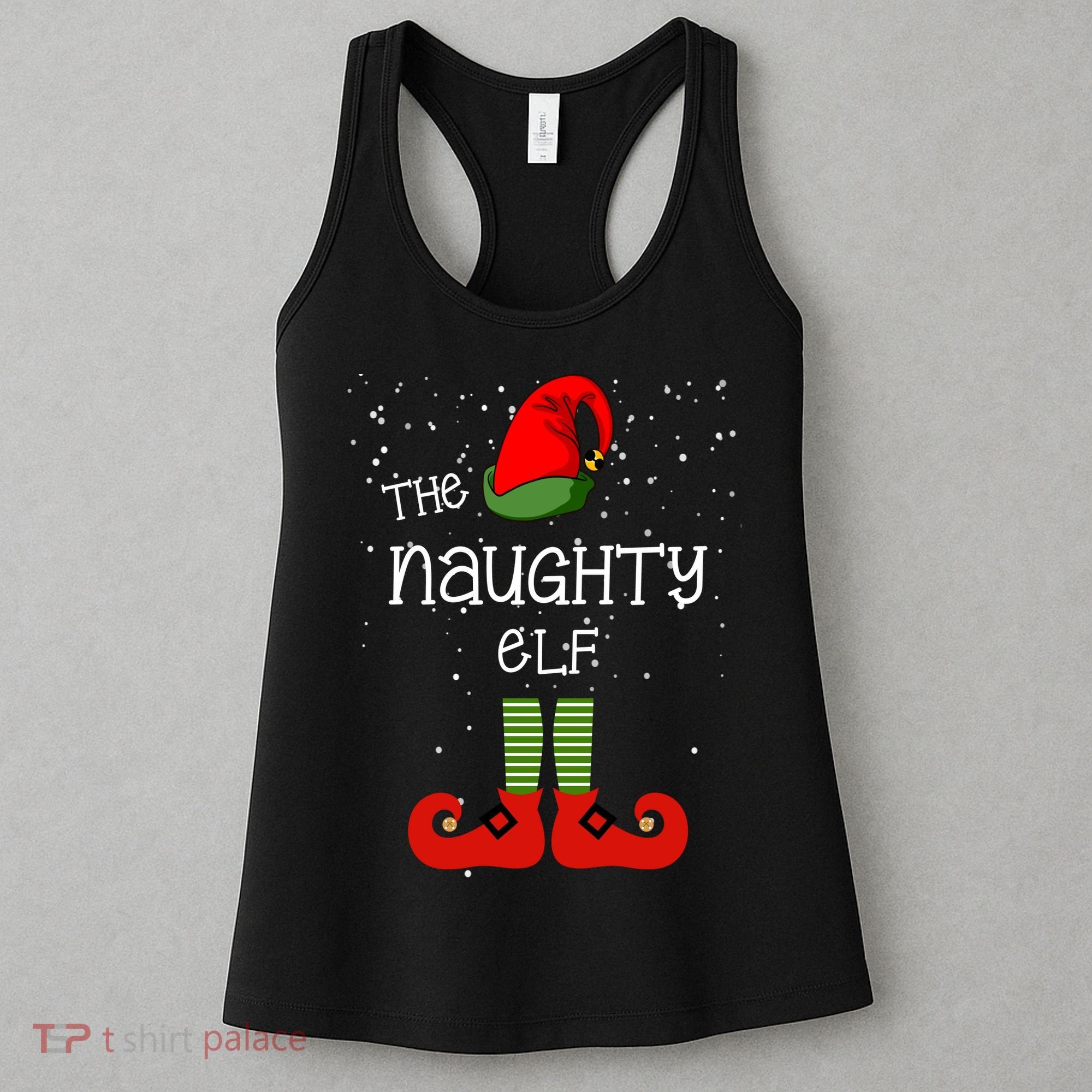 The Naughty Elf Funny XMas Matching Christmas Women's Tank Top
