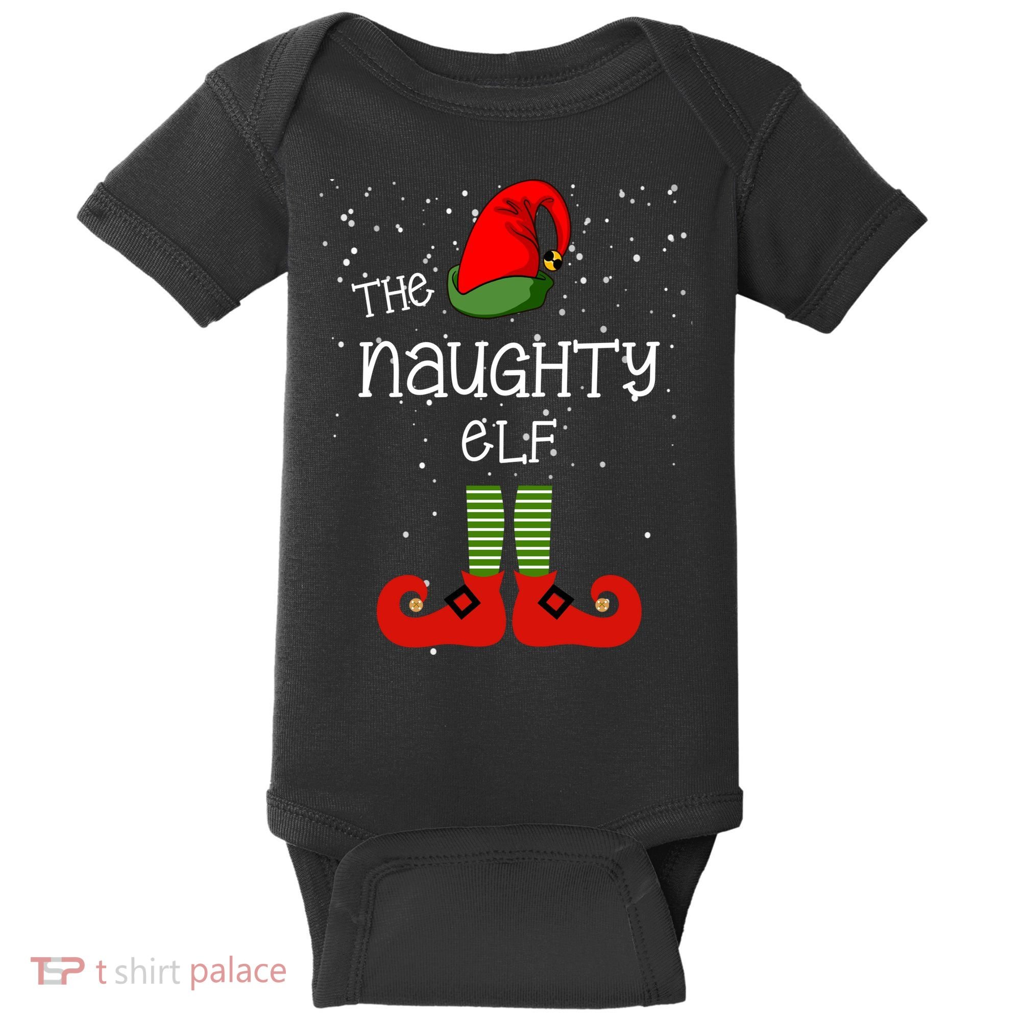 The Naughty Elf Funny XMas Matching Christmas Baby Bodysuit