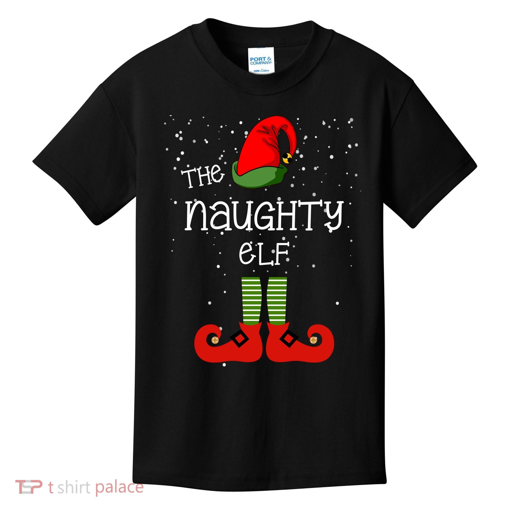 The Naughty Elf Funny XMas Matching Christmas Kids T-Shirt