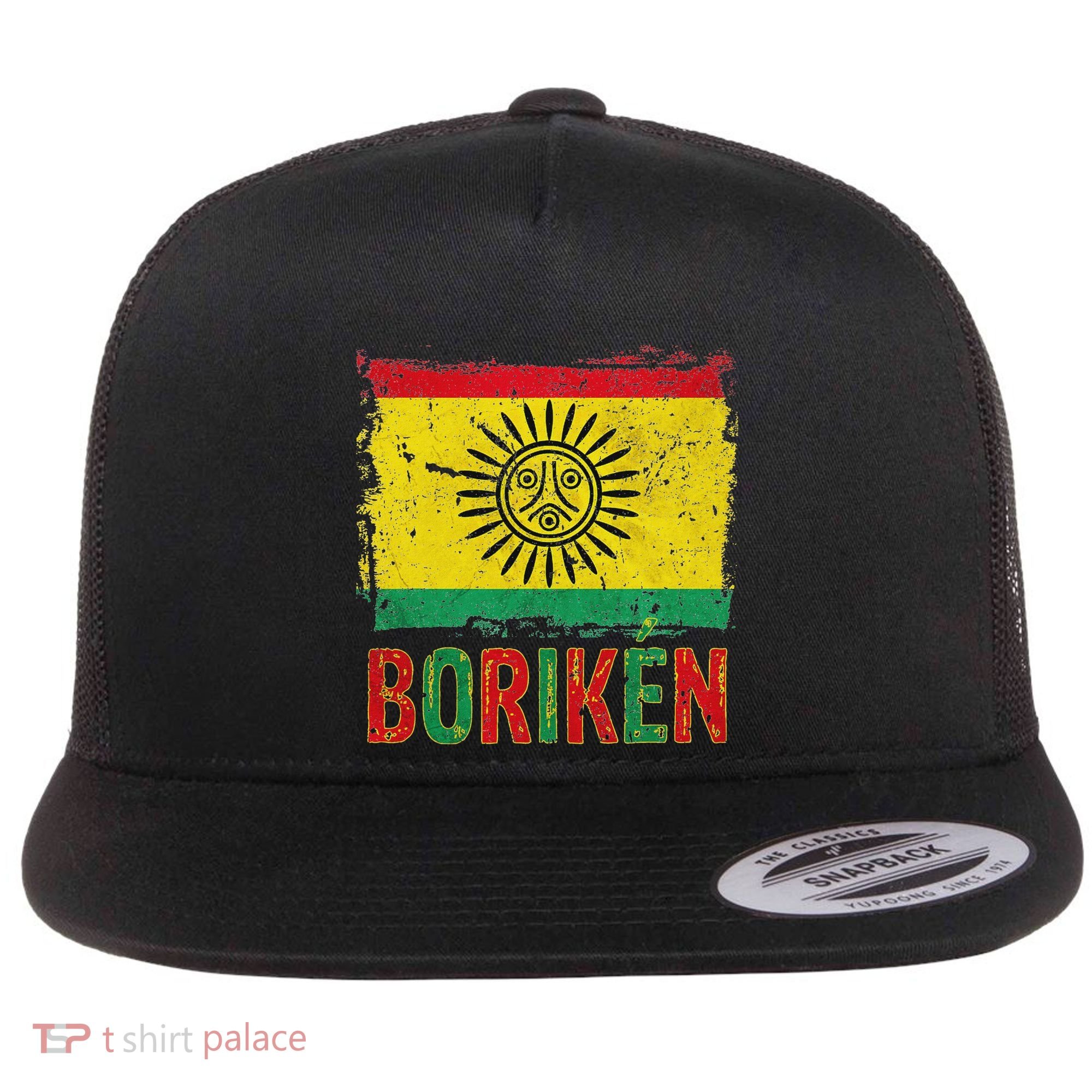 Taino Nation Flag Boriken Borinquen Native American Arawak Flat Bill Trucker Hat