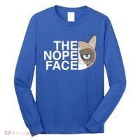 The Nope Face Funny Lazy Cat Joke Gift For Men And Women Gift Long Sleeve Shirt thumb 0