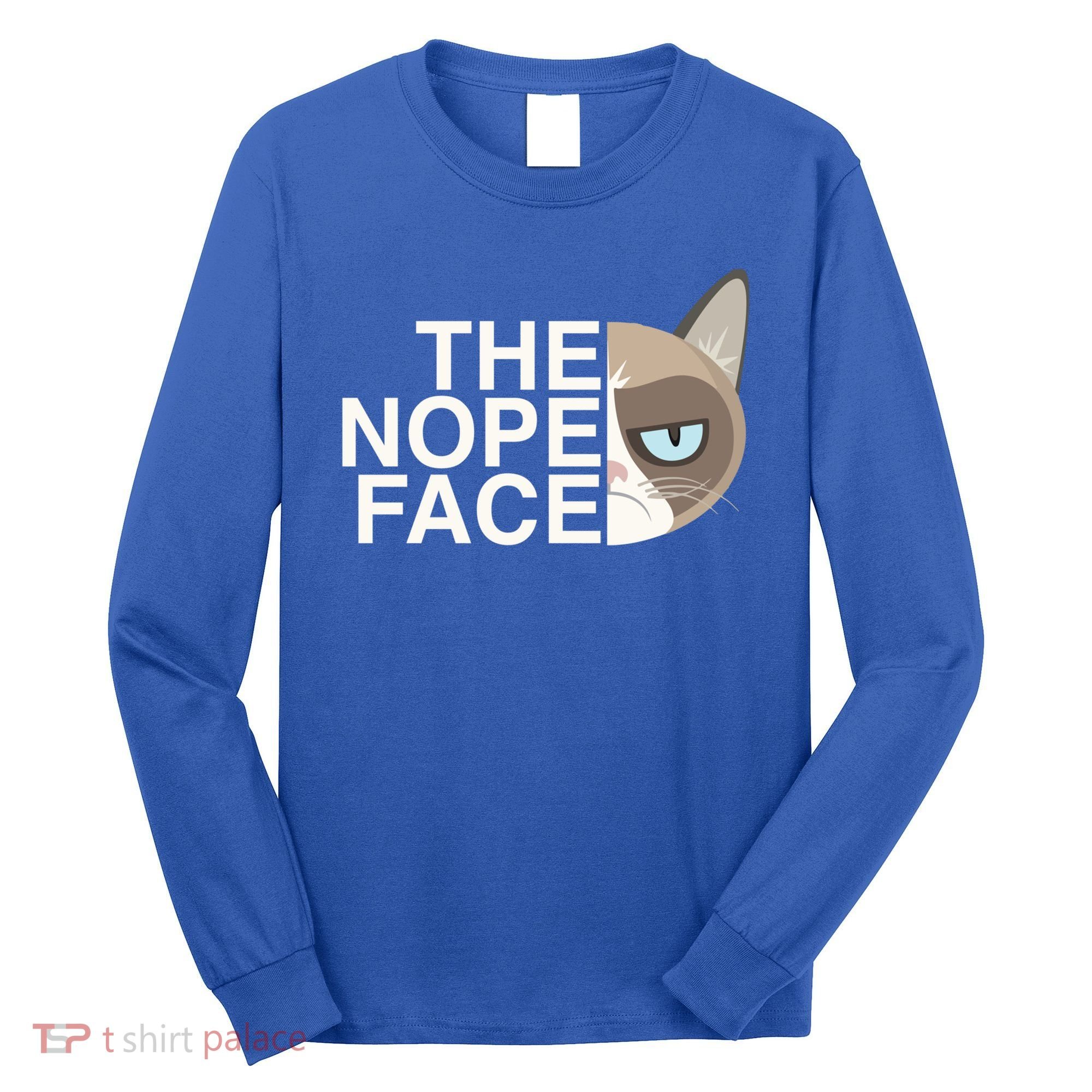 The Nope Face Funny Lazy Cat Joke Gift For Men And Women Gift Long Sleeve Shirt