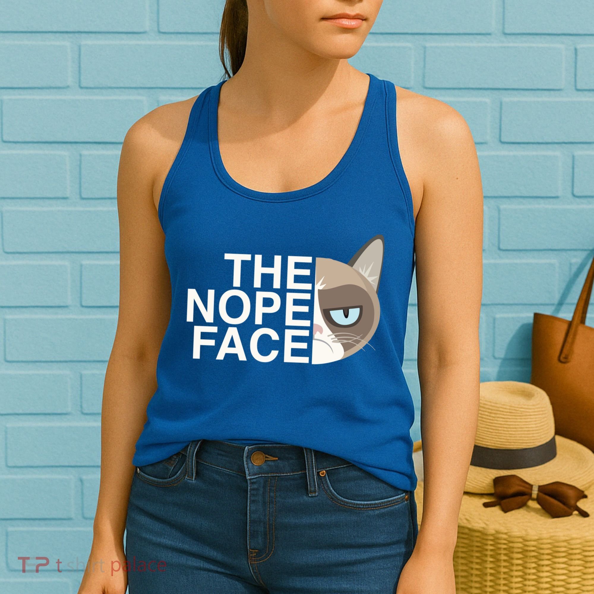 The Nope Face Funny Lazy Cat Joke Gift For Men And Women Gift Women's Tank Top