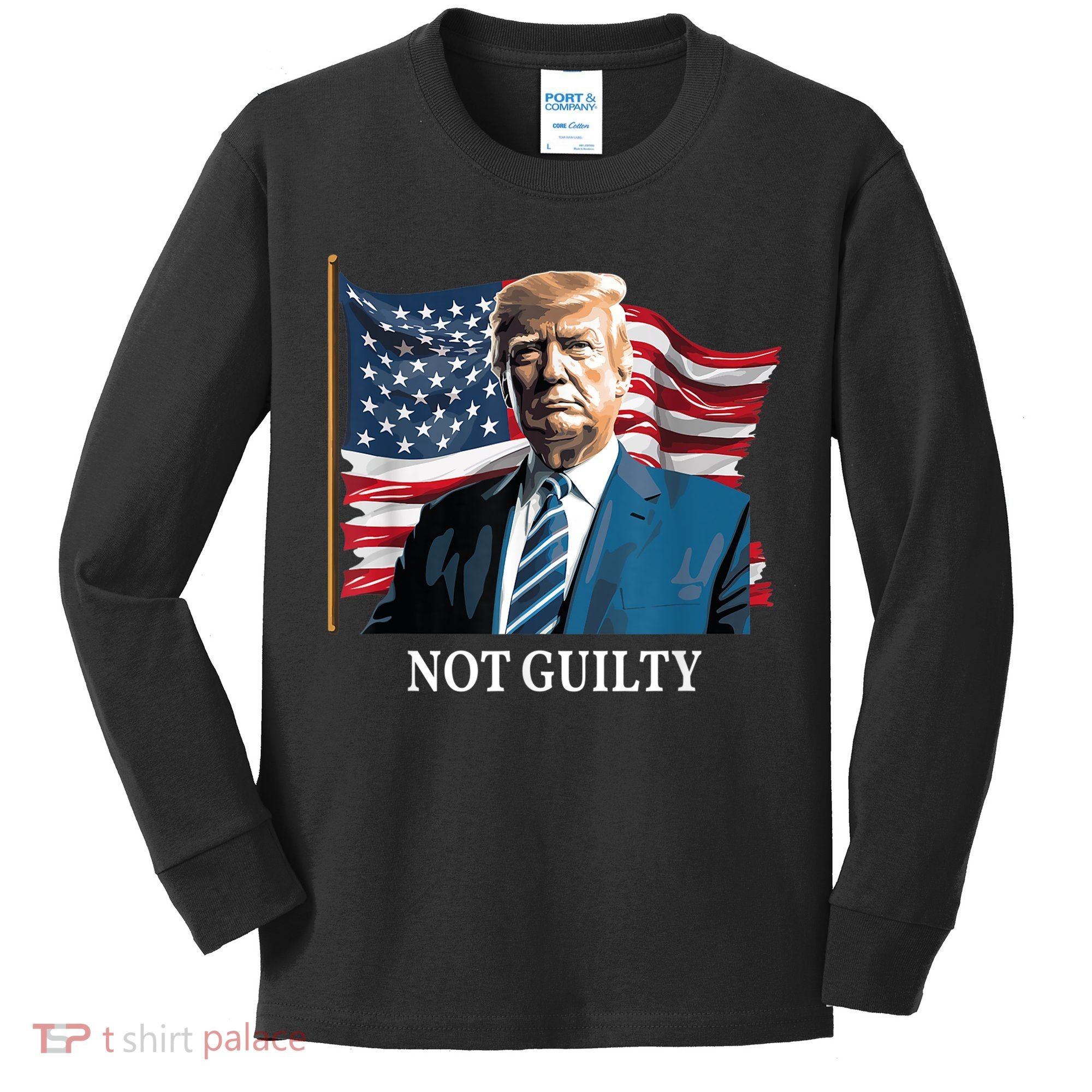 Trump Not Guilty Kids Long Sleeve Shirt