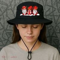 Three Nordic Gnomes Winter Christmas Swedish Elves TShirt Bucket Hat thumb 3