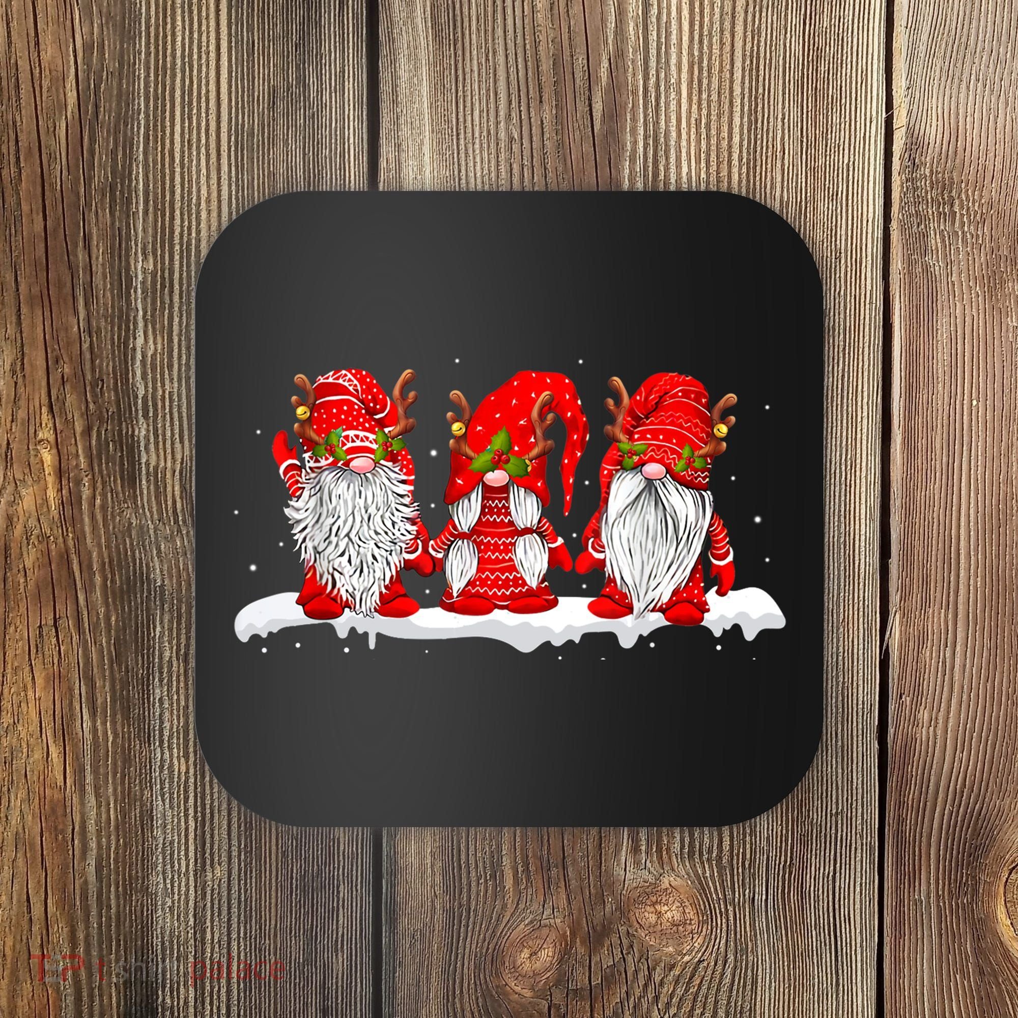 Three Nordic Gnomes Winter Christmas Swedish Elves TShirt Coaster