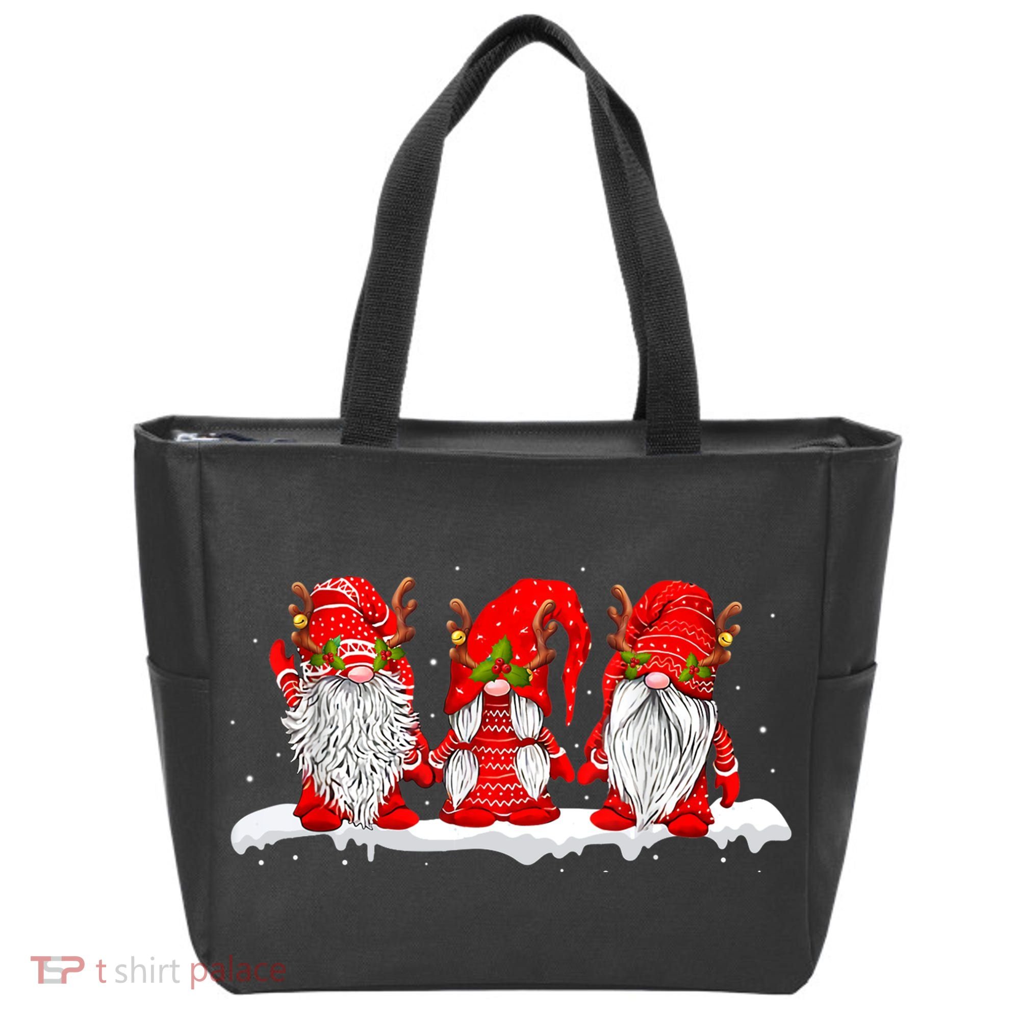 Three Nordic Gnomes Winter Christmas Swedish Elves TShirt Tote Bag