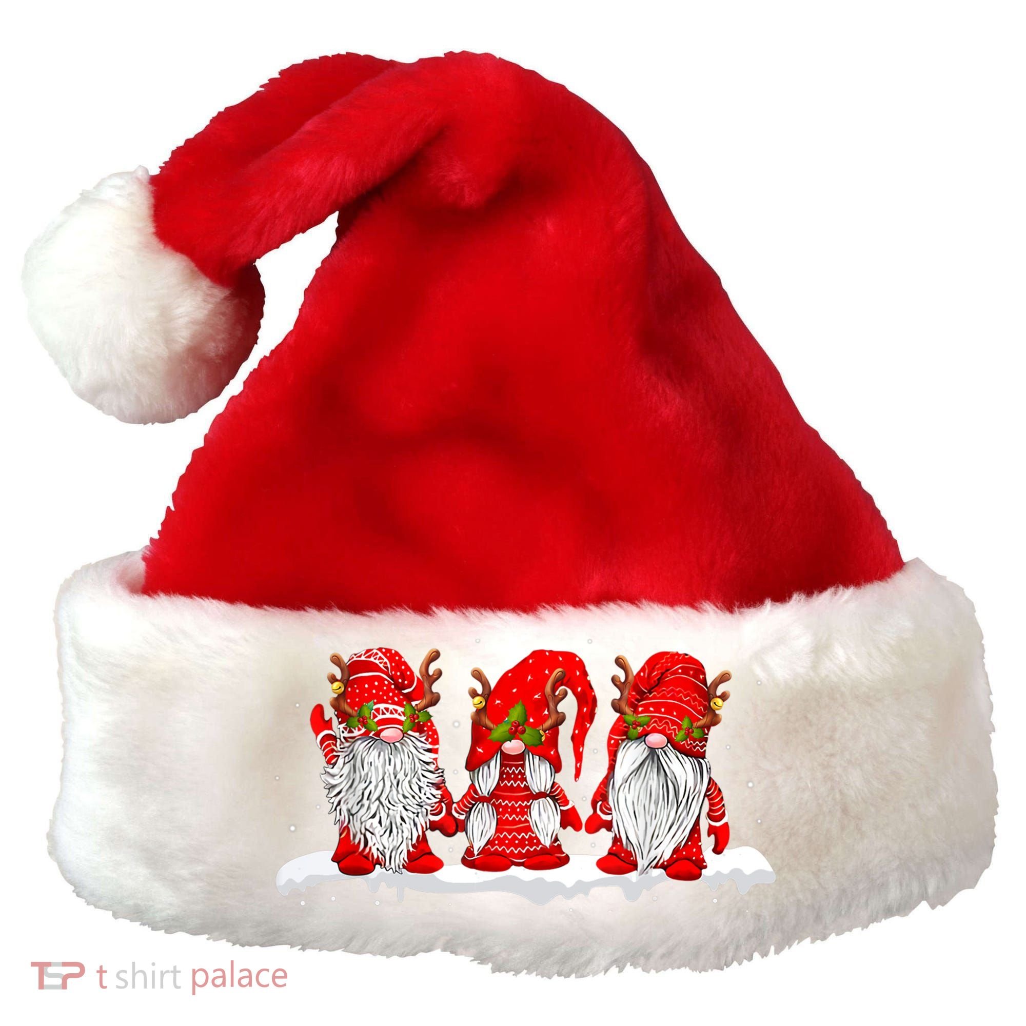 Three Nordic Gnomes Winter Christmas Swedish Elves TShirt Santa Hat