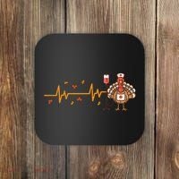 Thanksgiving Nurse Heartbeat Turkey Fall Coaster thumb 0