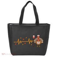 Thanksgiving Nurse Heartbeat Turkey Fall Tote Bag thumb 0