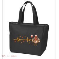 Thanksgiving Nurse Heartbeat Turkey Fall Tote Bag thumb 3