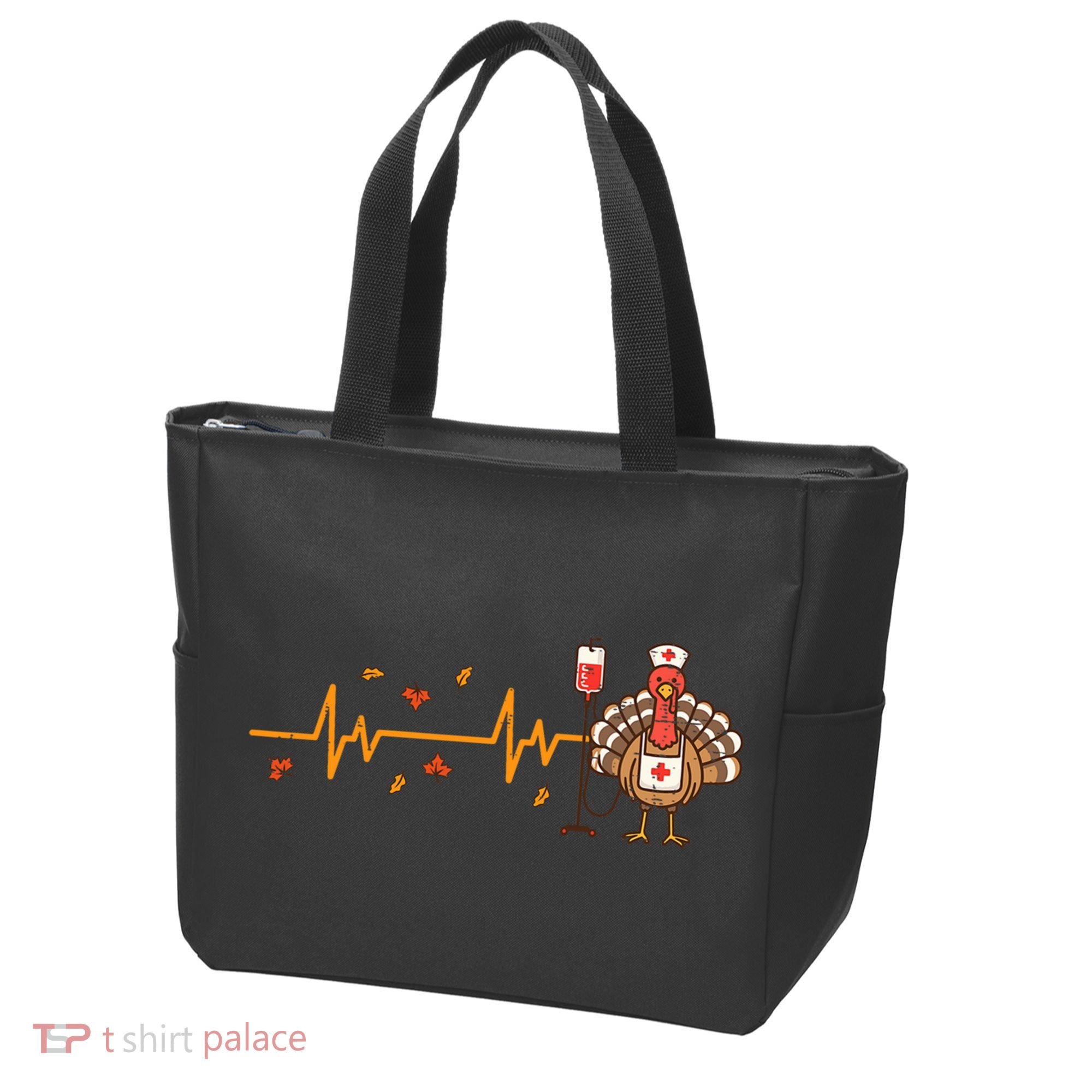 Thanksgiving Nurse Heartbeat Turkey Fall Tote Bag
